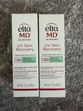 TWO EltaMD UV Skin Recovery SPF 50 Sunscreen (1.7 oz) - Green Tint - Exp 10/2026